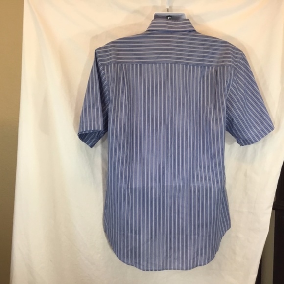 Van Heusen Blue Tan Striped Mens Sz M 15 15 1/2 33 - Picture 3 of 5